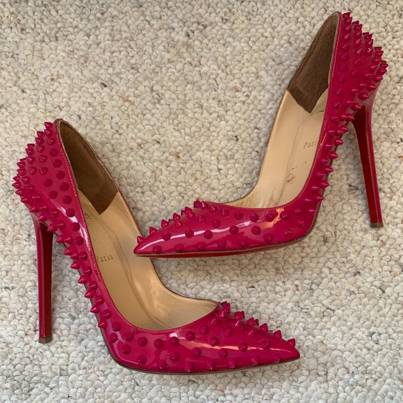 Christian Louboutin Pigalle Spikes 120 Patent Pink Grenadine Sz 41 EU / 11 US - Picture 2 of 16